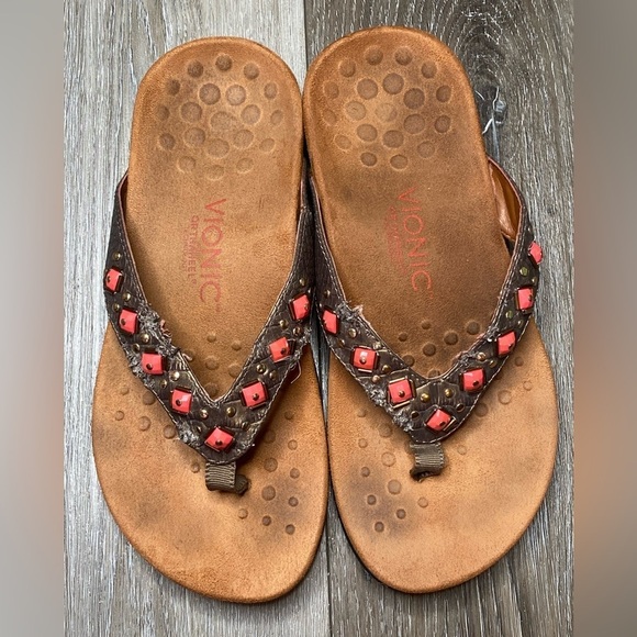 Vionic With Orthaheel Technology Flip Flop Sandal Size 6 Wide Floriana - Picture 5 of 16